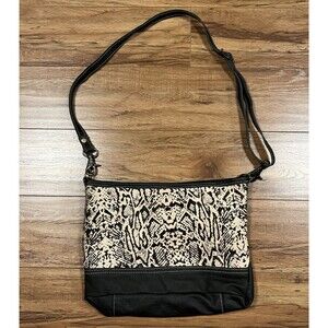 MYRA Bag Antiquated Black Leather & Hairon Bag Purse Snake Print Hair *NEW*